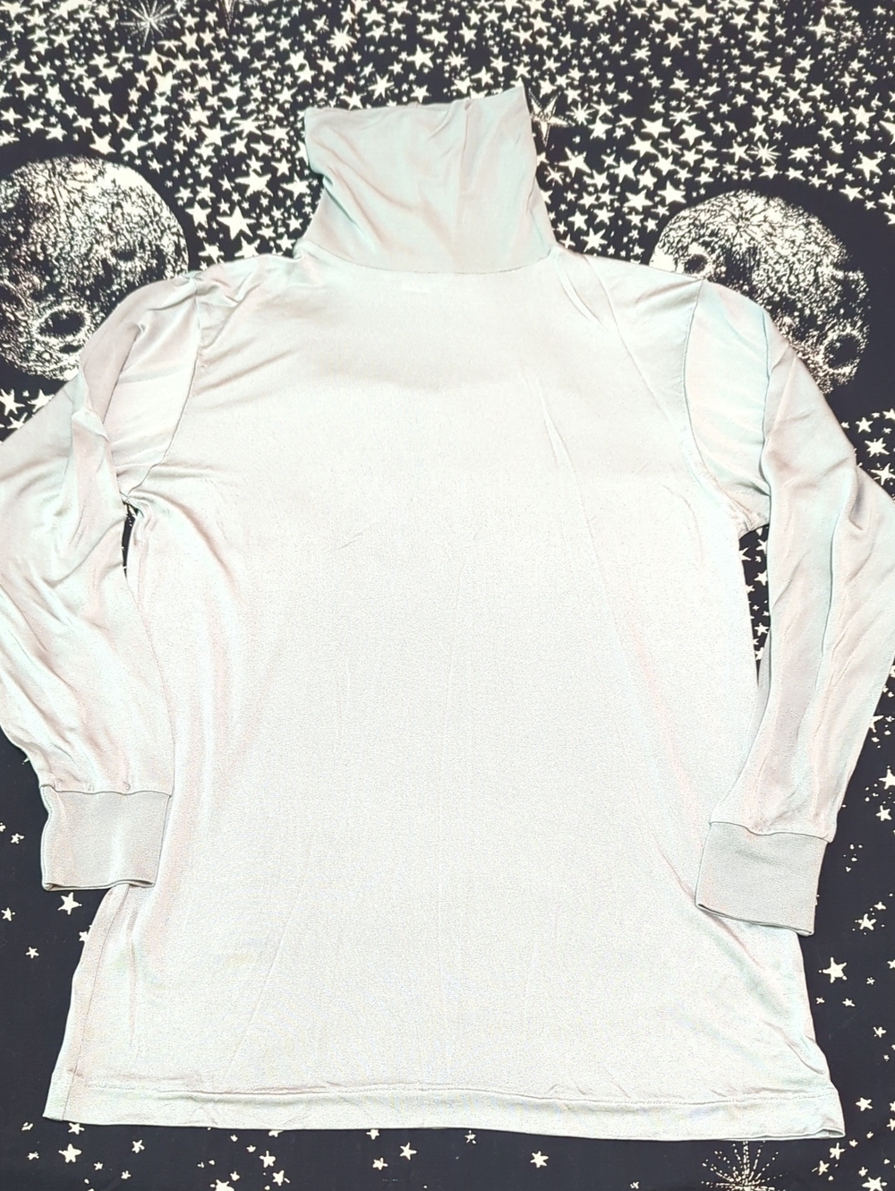 WinterSilks Grey Sliver Turtleneck Long Sleeve Top M